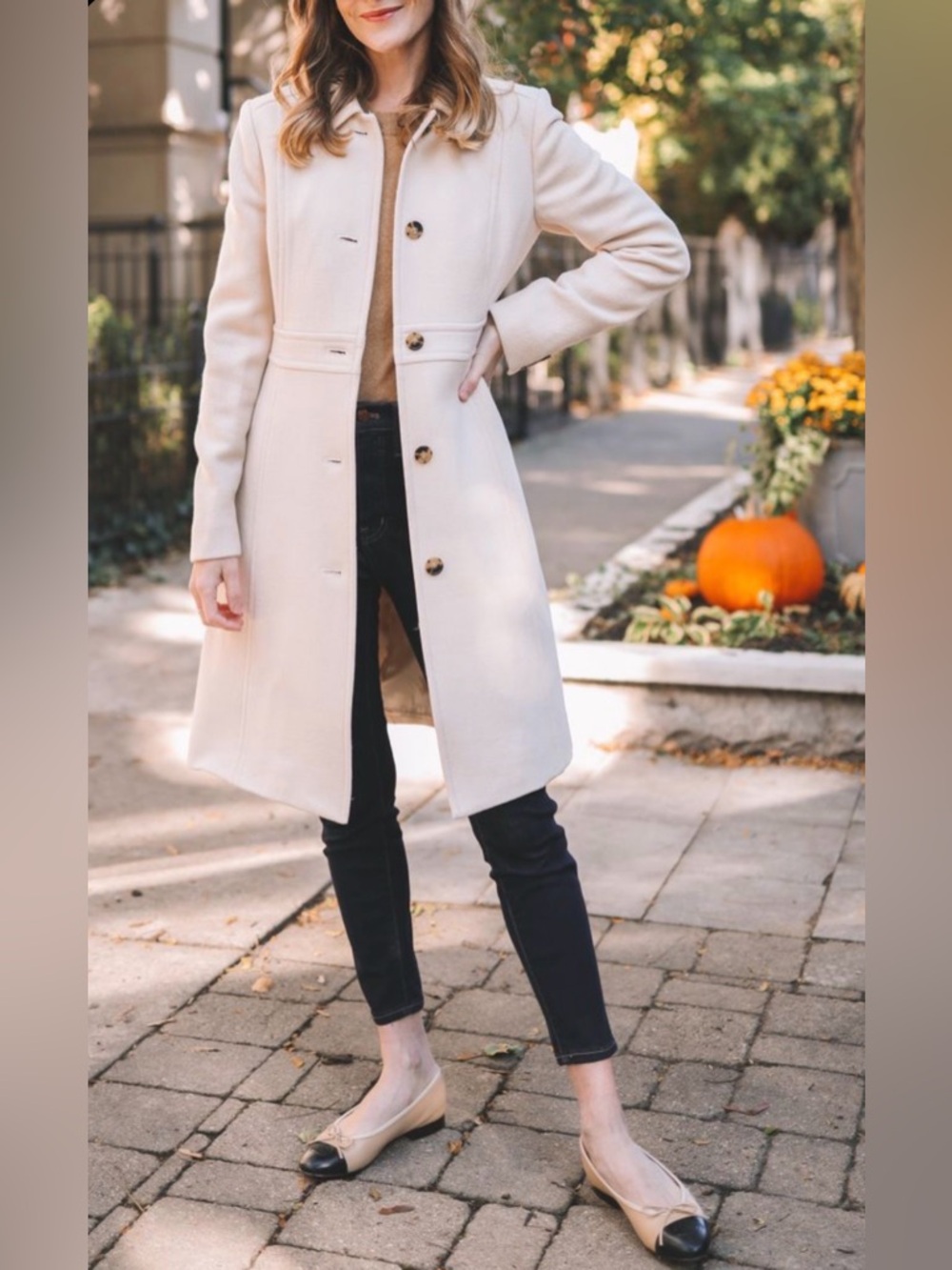 J. Crew Cream Single-Breasted Wool Pea Coat